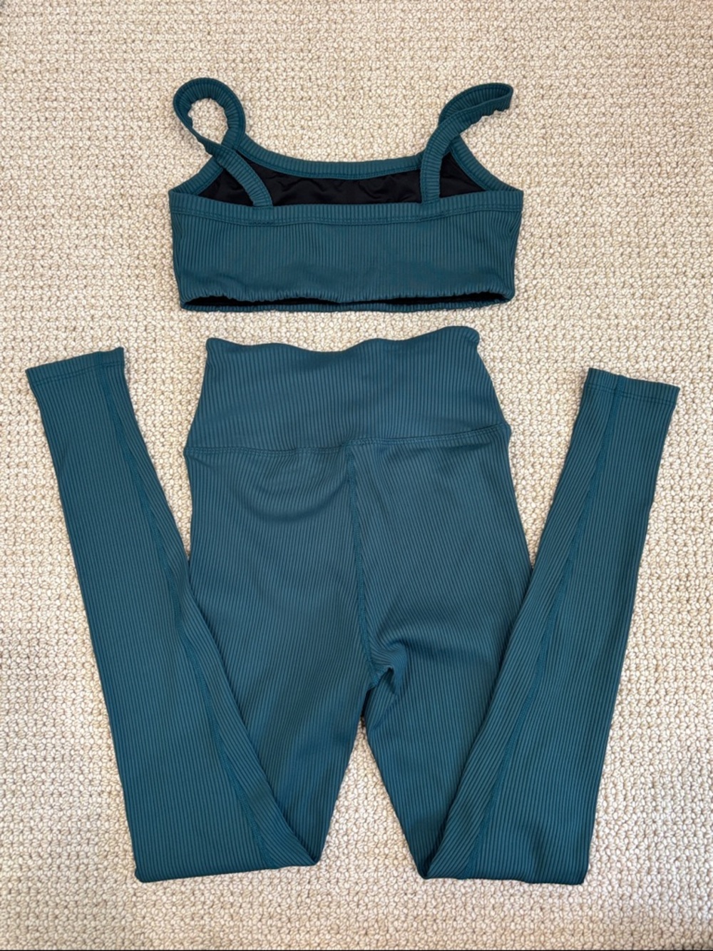 Year of Ours Teal Ribbed Active Set - Teal & Black - Picture 4 of 4